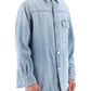 Valentino garavani denim overshirt with stamped vlogo signature