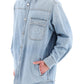 Valentino garavani denim overshirt with stamped vlogo signature