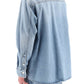 Valentino garavani denim overshirt with stamped vlogo signature
