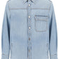 Valentino garavani denim overshirt with stamped vlogo signature
