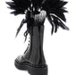 Valentino garavani leather m-way rockstud combat boots with feathers