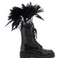 Valentino garavani leather m-way rockstud combat boots with feathers