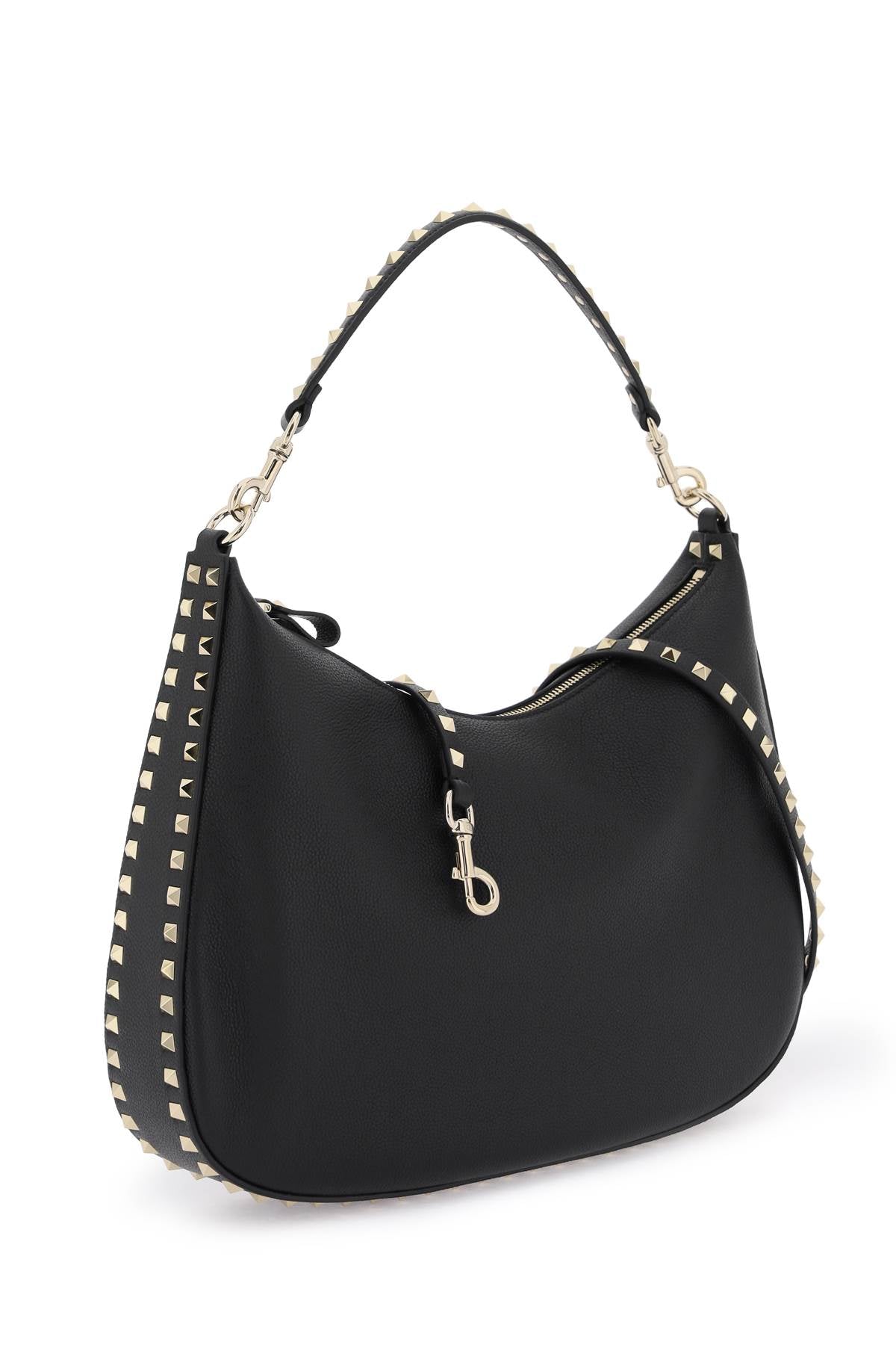 Valentino garavani grained leather 'rockstud' hobo bag