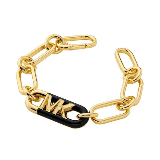 14K Gold Plated Black Empire Link Chain Bracelet
