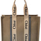Chloe Woody Large Canvas & Leather Tote