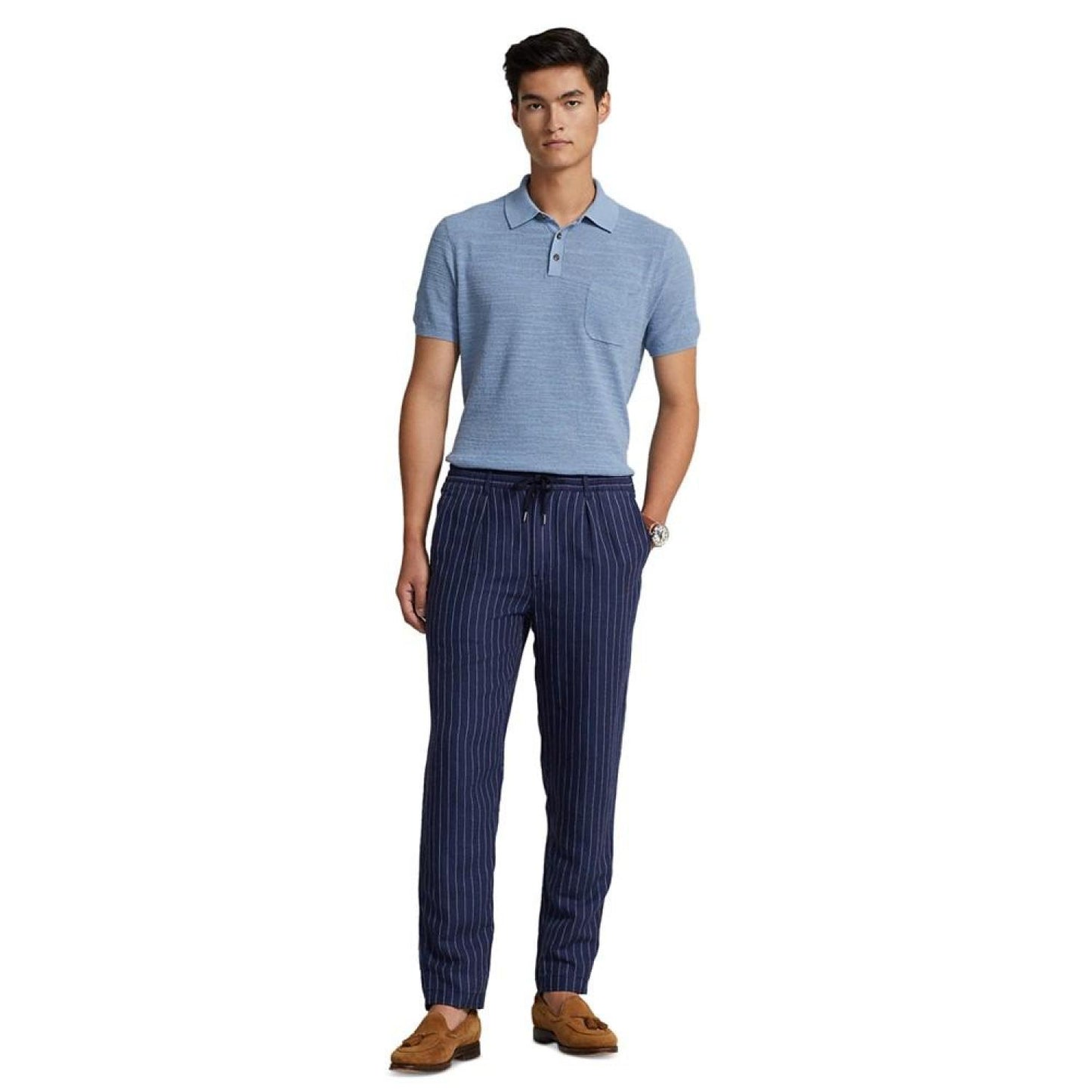Men's Cotton-Linen Polo-Collar Sweater, Created for Macy's