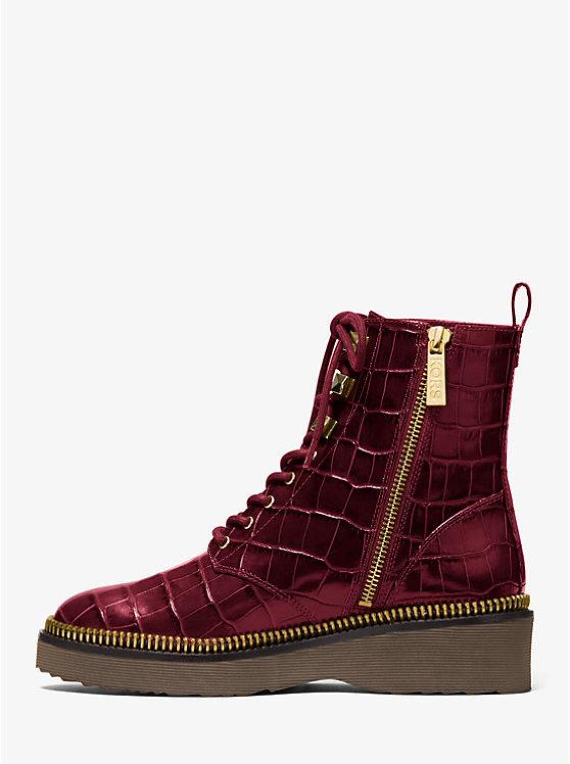 Haskell Crocodile Embossed Leather Combat Boot