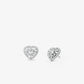 Precious Metal-Plated Sterling Silver Pavé Heart Stud Earrings