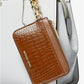 Small Crocodile Embossed Leather Zip Card Case
