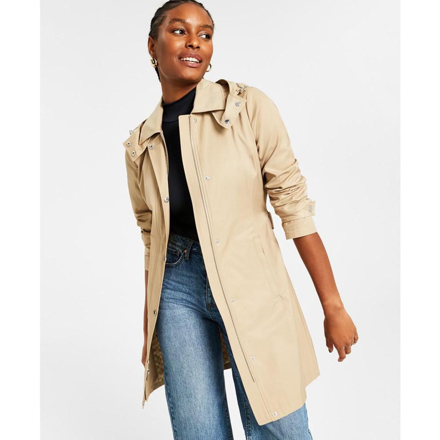 Women's Hooded Belted Trench Coat