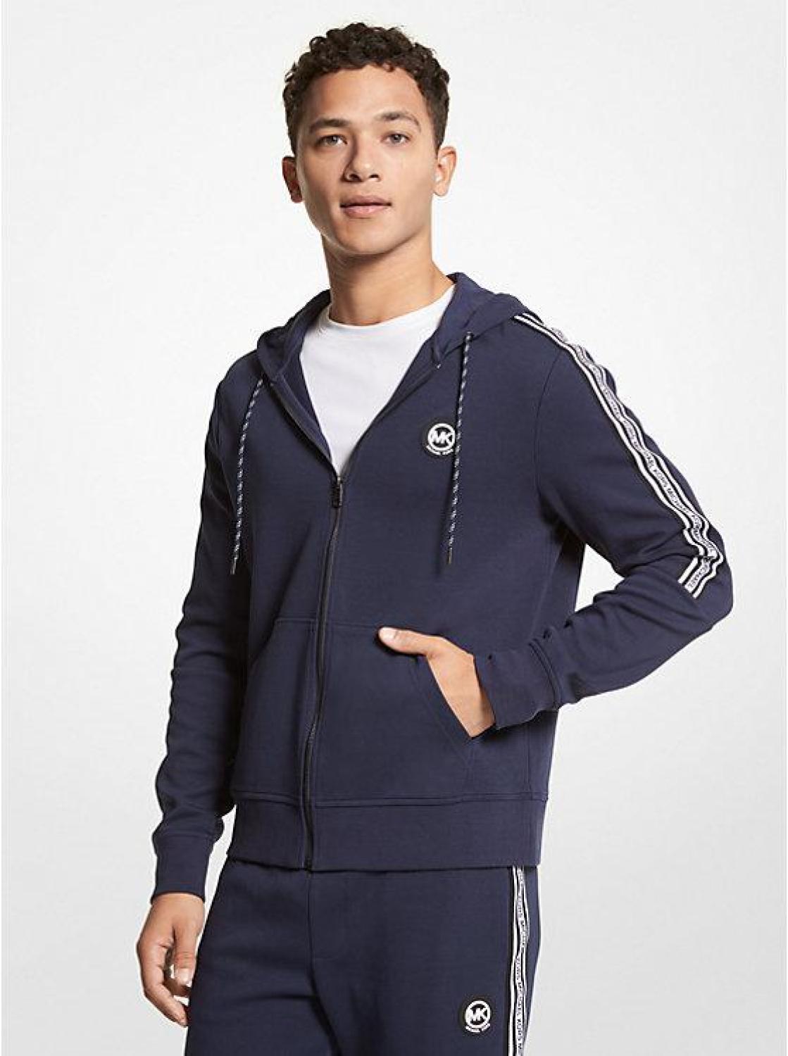 Logo Tape Cotton Blend Zip-Up Hoodie