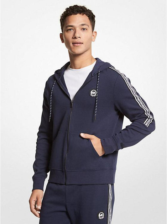 Logo Tape Cotton Blend Zip-Up Hoodie