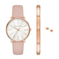 Women's Pyper Three-Hand Blush Leather Watch 38mm and Jewelry Gift Set