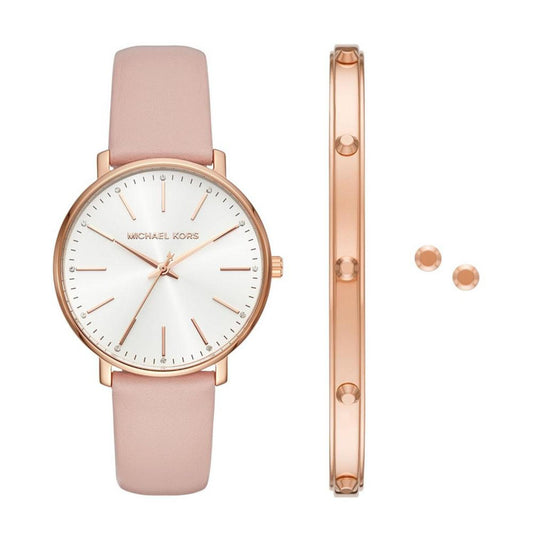 Women's Pyper Three-Hand Blush Leather Watch 38mm and Jewelry Gift Set