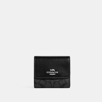Coach Outlet Small Trifold Wallet In Blocked Signature Canvas