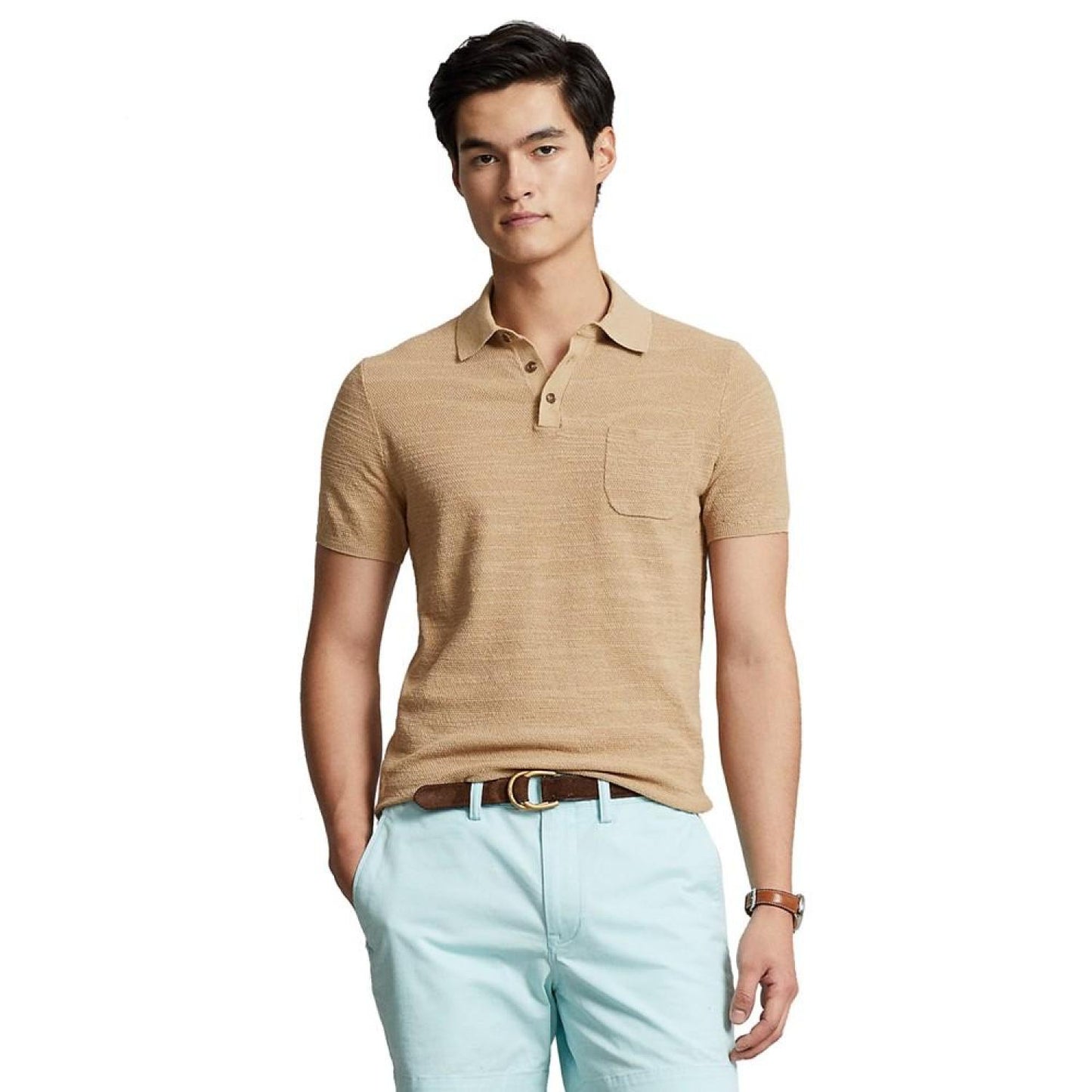 Men's Cotton-Linen Polo-Collar Sweater, Created for Macy's