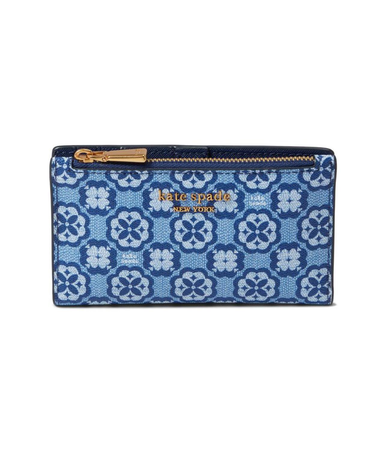 Spade Flower Monogram Coated Canvas Small Slim Bifold Wallet