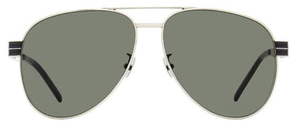 Saint Laurent Unisex Monogram Aviator Sunglasses SL M53 002 Silver/Black 60mm