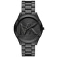 Women's Slim Runway Three-Hand Black Stainless Steel Watch 42mm