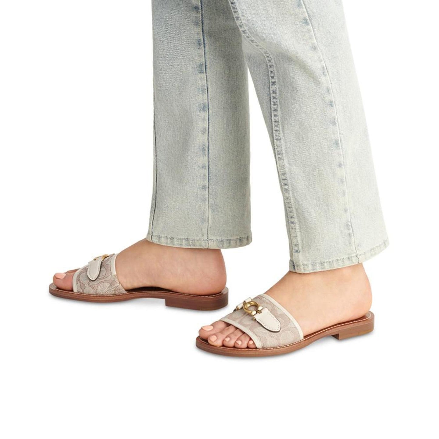 Ina Logo Emblem Slide Flat Sandals