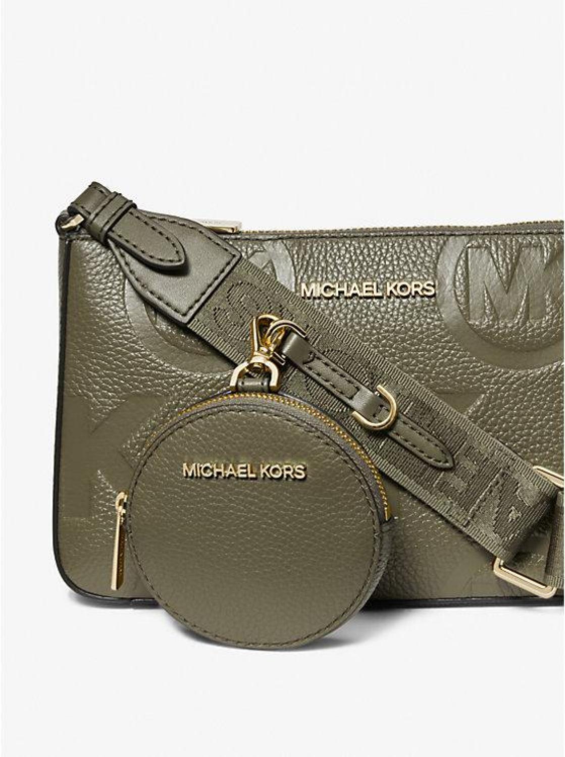 Jet Set Logo Embossed Leather Crossbody Bag with Case for Apple Airpod