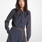 Polka Dot Georgette Belted Tie-Neck Romper