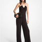 Embellished Stretch Matte Jersey Halter Jumpsuit