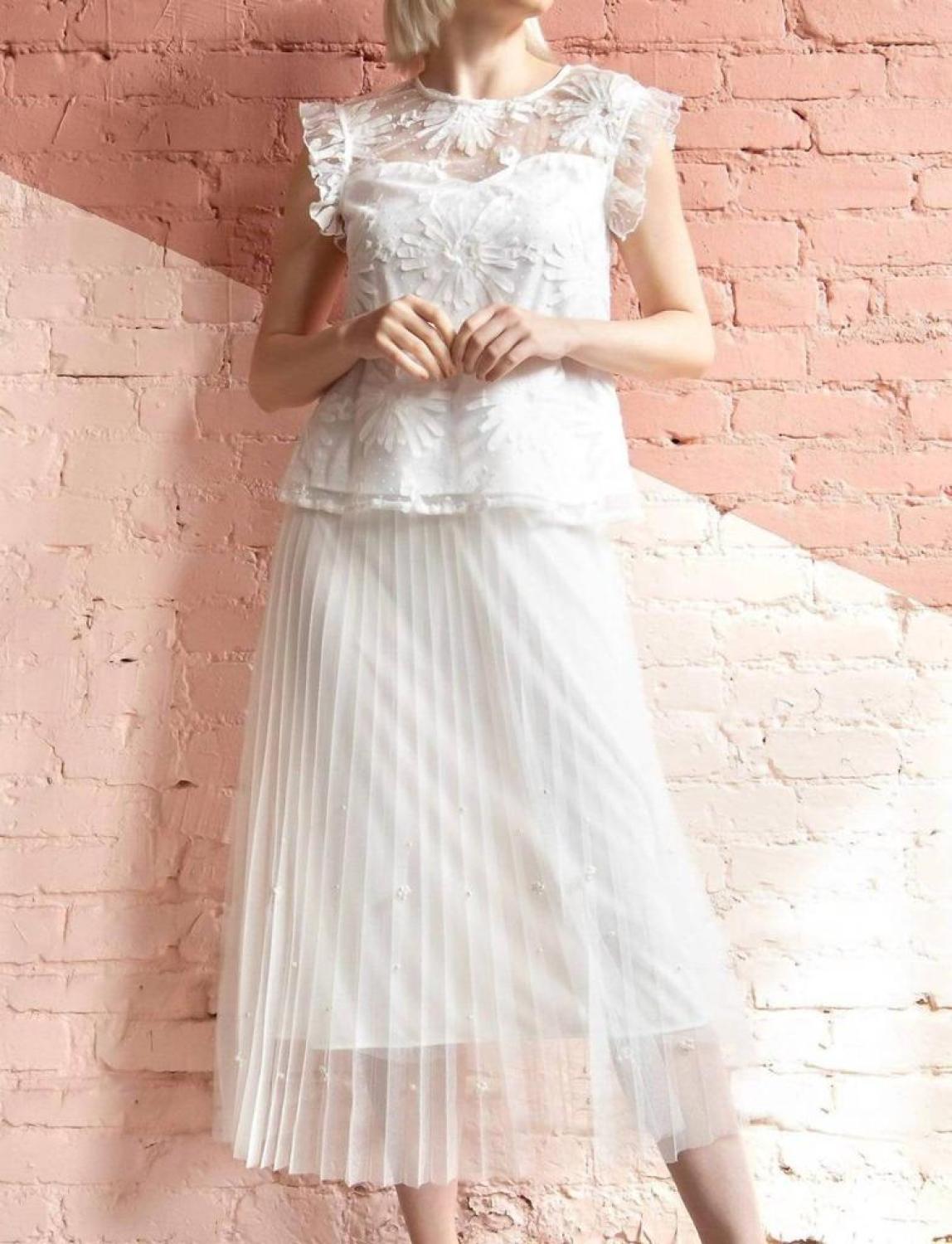 Lila Pearl Tulle Skirt In Ivory