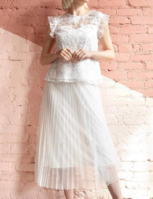 Lila Pearl Tulle Skirt In Ivory