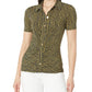 Print Button Front Ruched Top