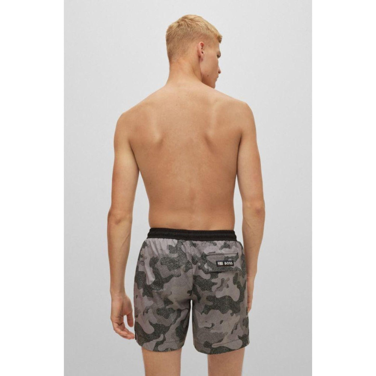 BOSS & NBA quick-drying swim shorts in camouflage-print recycled fabric