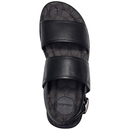 Men's Leather Two-Strap Sandal with Signature Jacquard Footbed