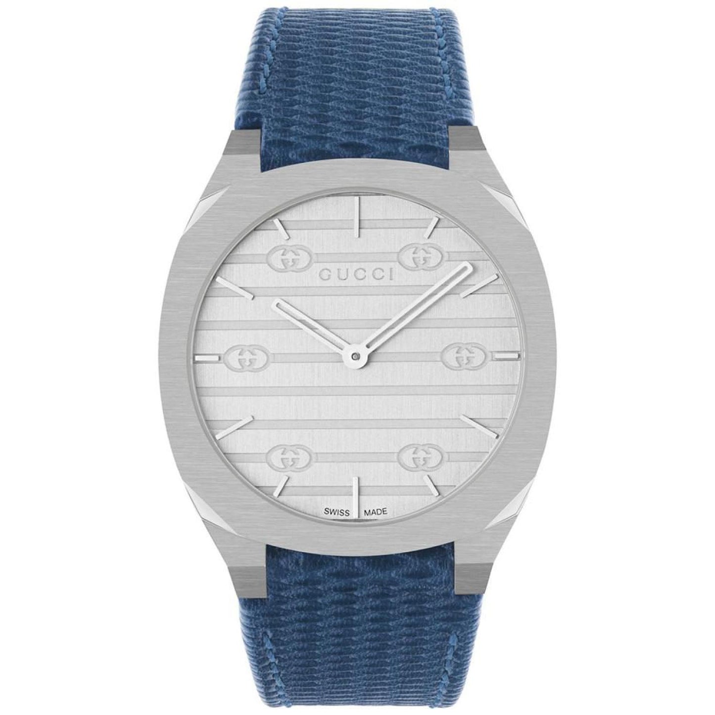 Women's Swiss 25H Blue Leather Strap Watch 34mm
