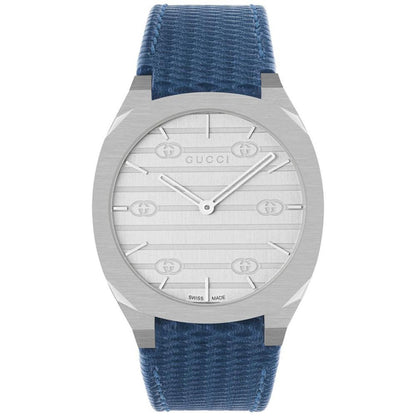Women's Swiss 25H Blue Leather Strap Watch 34mm