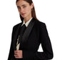 Satin-Trim Crepe Blazer