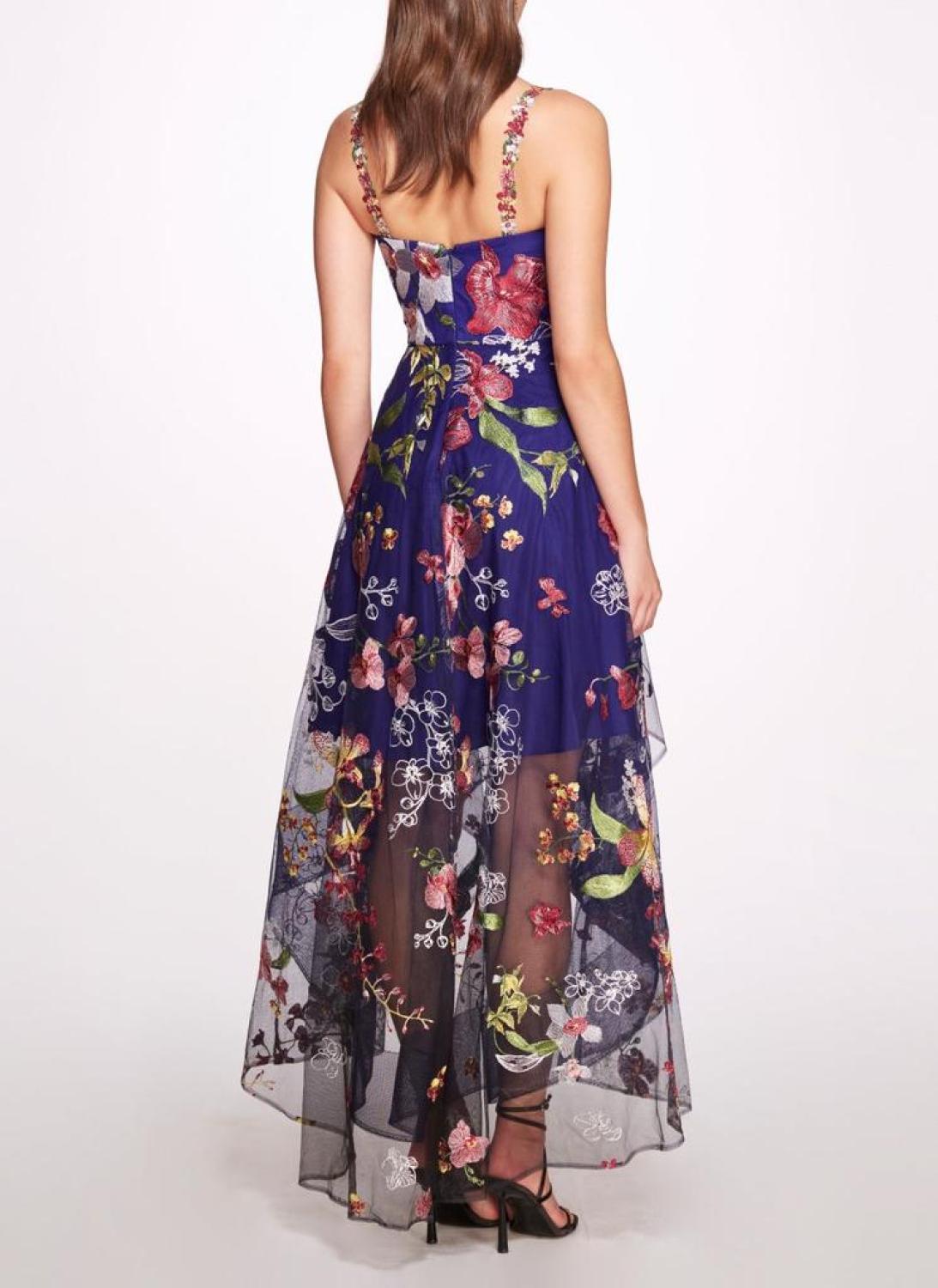 Hi-Lo Gown with Floral Trims