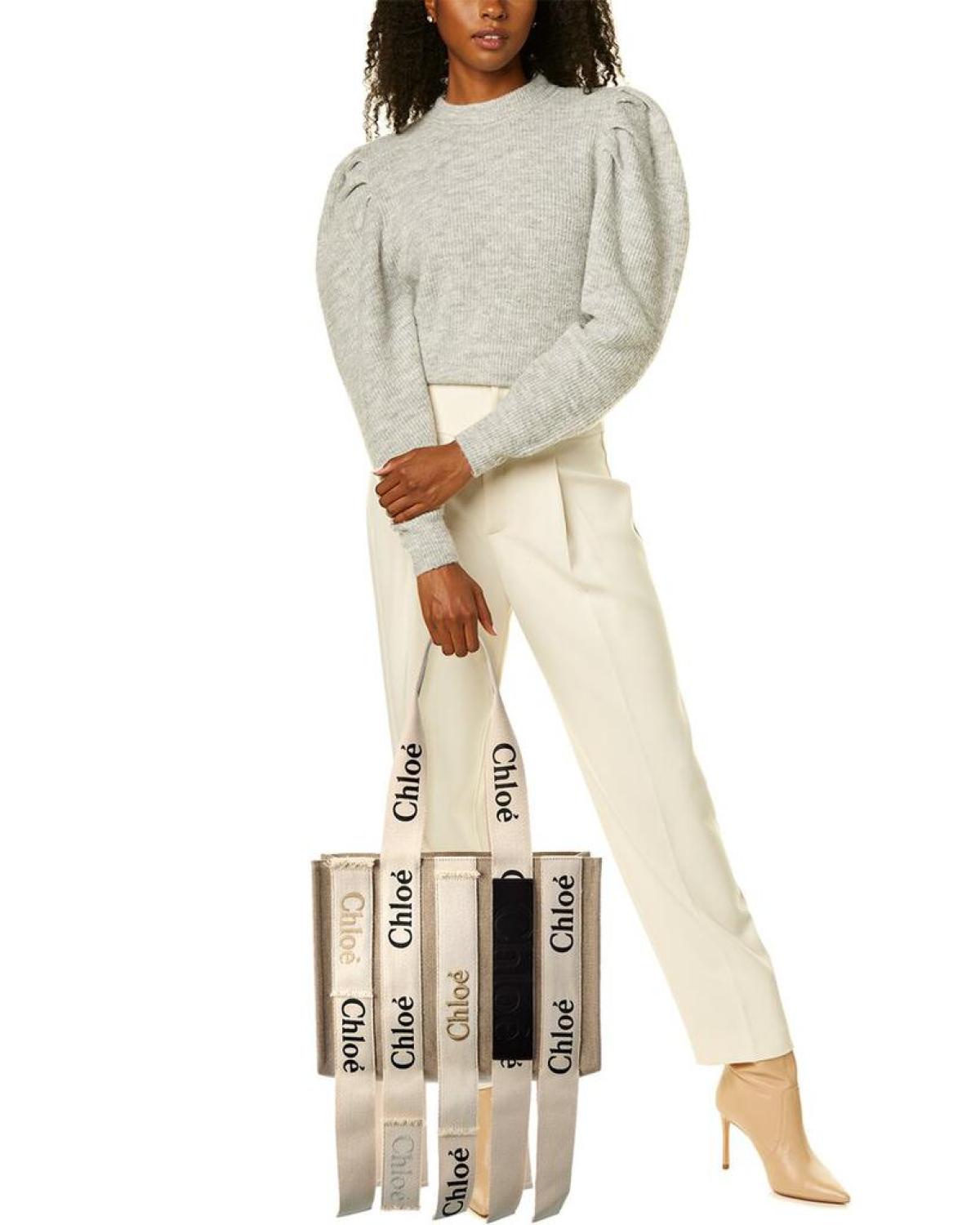 Chloé Woody Medium Canvas & Leather Tote