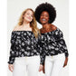 Women's Botanical-Print Off-the-Shoulder Top, P/XS-