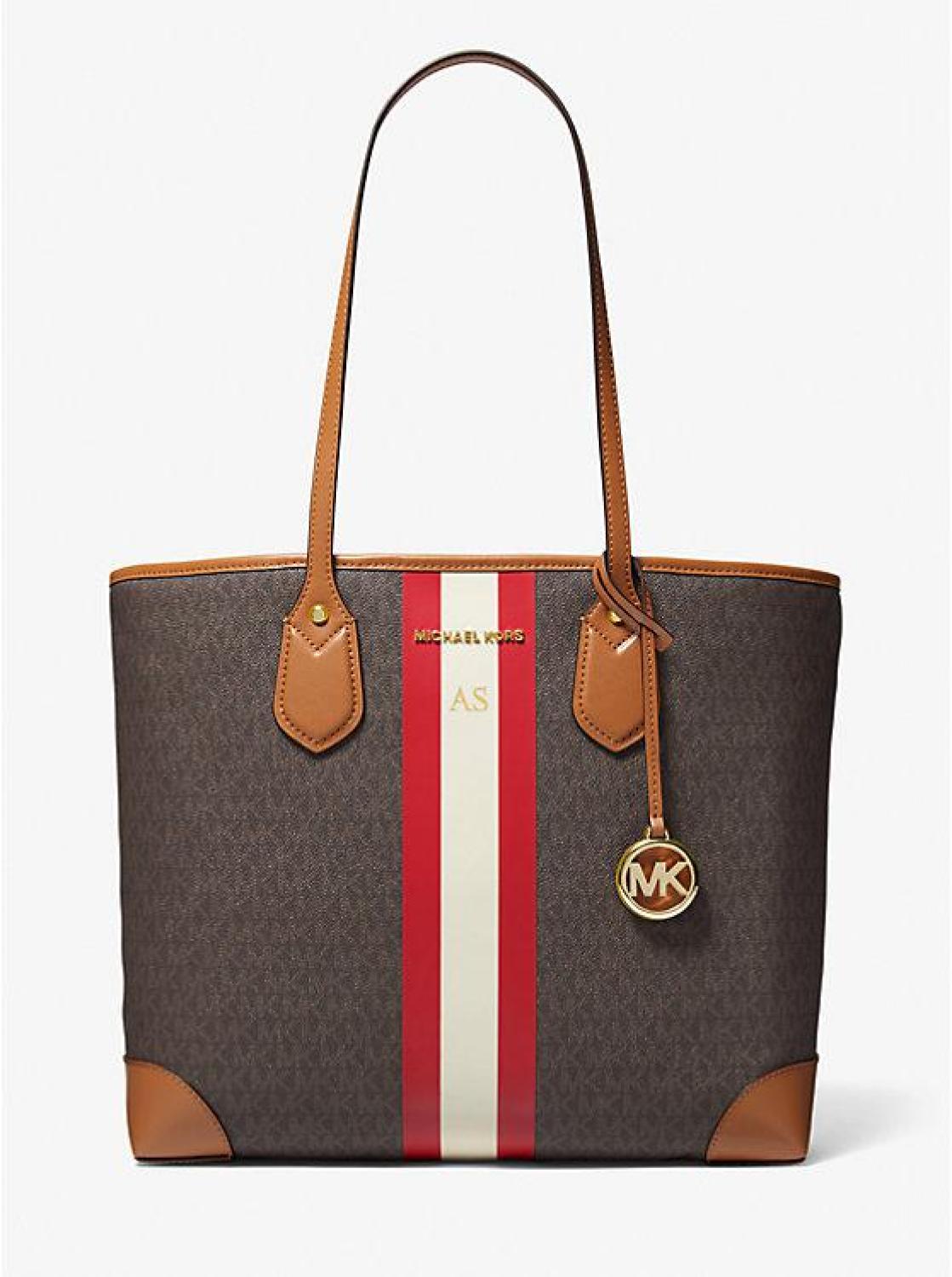 Eva Large Signature Logo Stripe Tote Bag