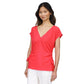 Women's Solid Ruched V-Neck Top