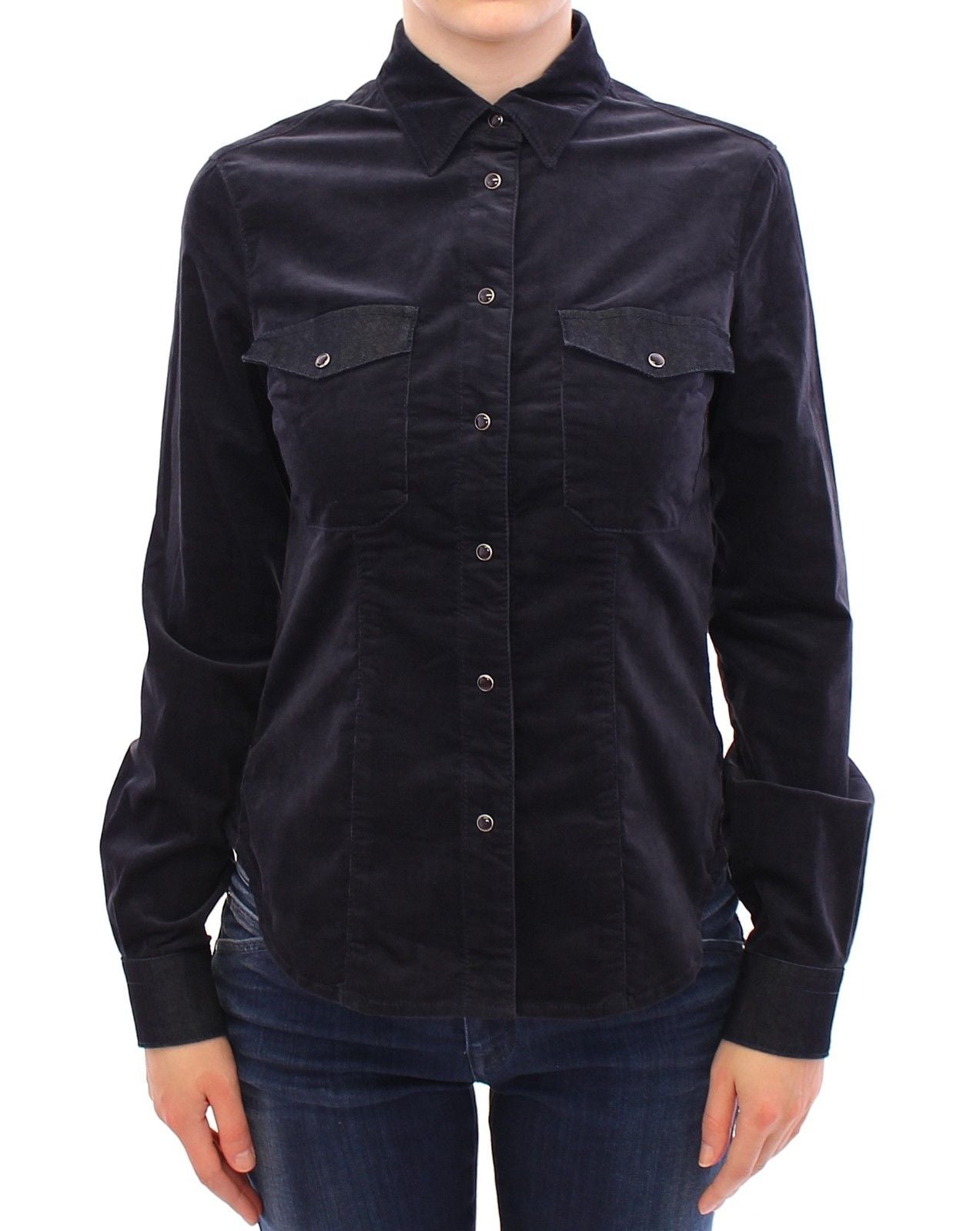 Armani Blue Stretch Button Down Shirt