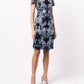 Embroidered Cocktail Dress In Navy