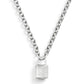 Clear Resin Signature Quilted Lucite Padlock Pendant Necklace