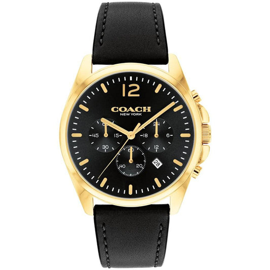Men's Greyson Black Leather Strap Watch, 41mm