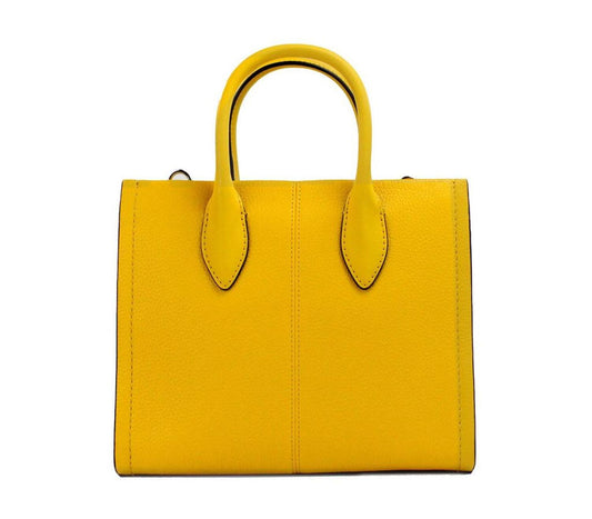 Michael Kors Mirella Small Jasmine yellow Leather Top Zip Shopper Tote Women's Bag