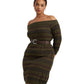 Plus Size Fair Isle Off-the-Shoulder Sweaterdress