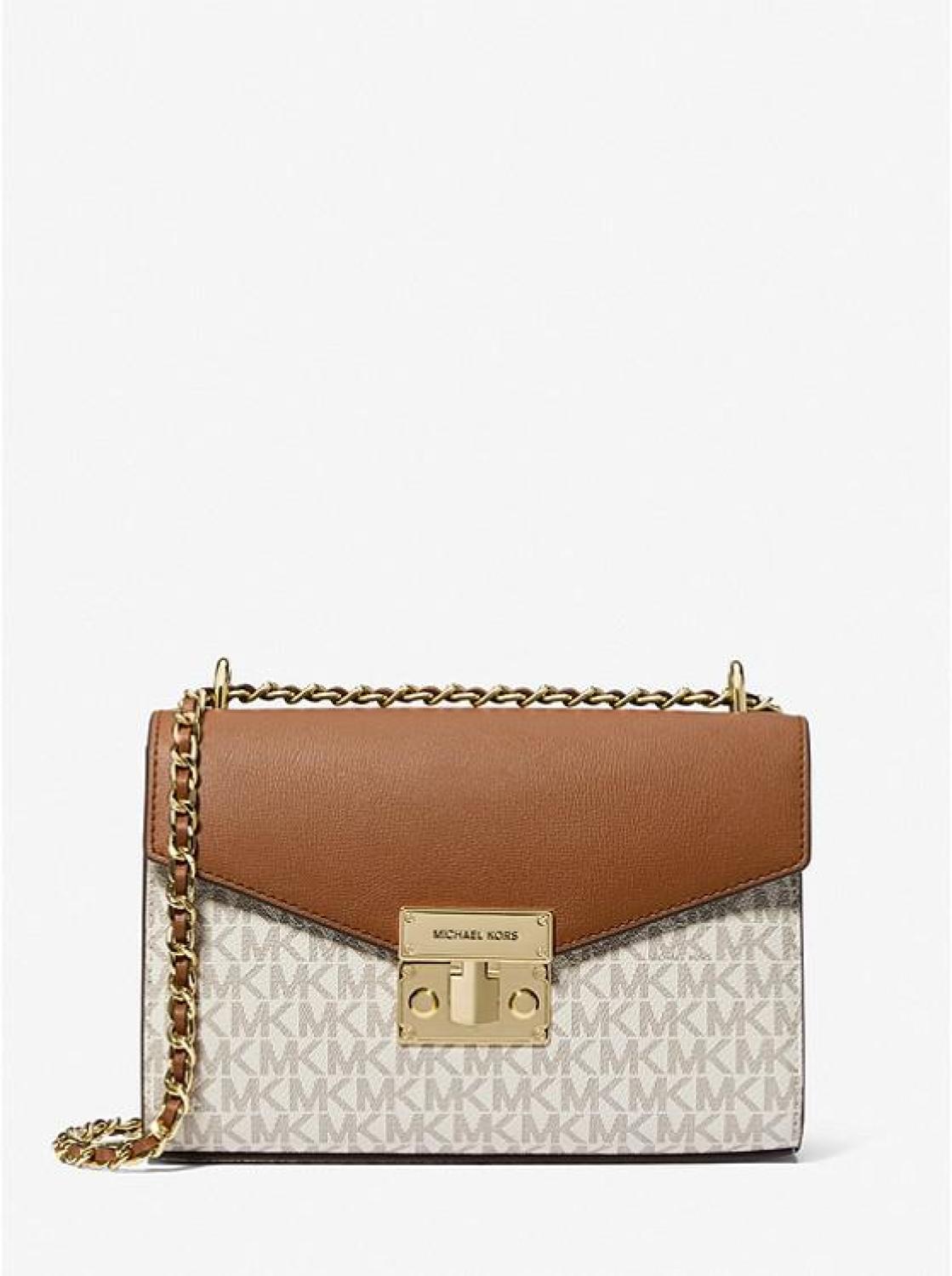 Rose Medium Logo and Faux Leather Shoulder Bag
