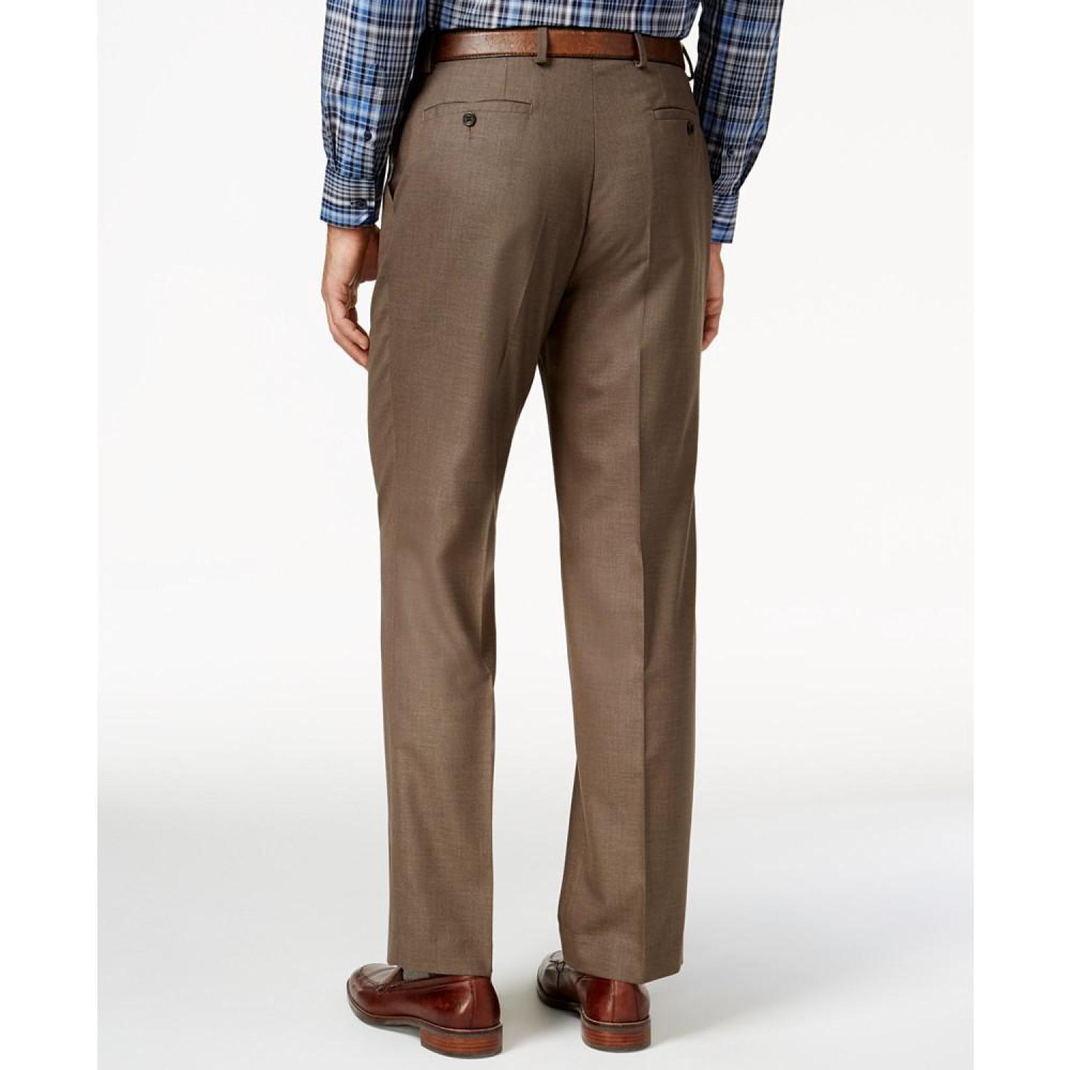 Michael Kors Men's Solid Classic-Fit Stretch Dress Pants - Brown Michael Kors Men's Solid Classic-Fit Stretch Dress Pants - Brown