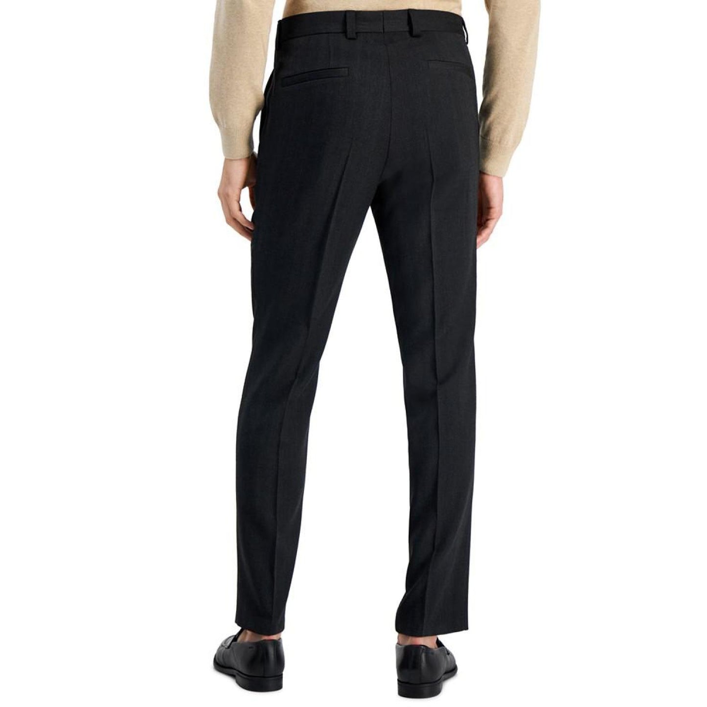 Men's Modern-Fit Charcoal Herringbone Suit Trousers