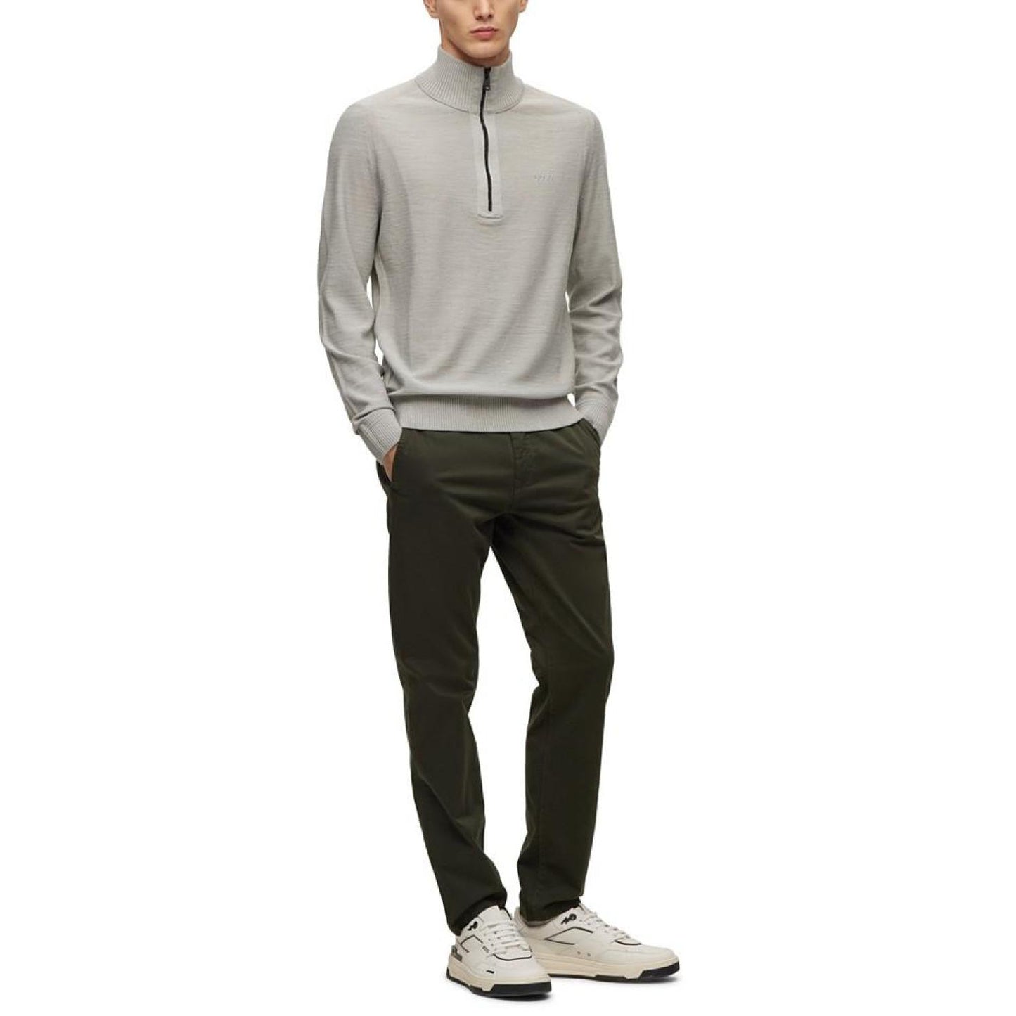 Men's Zip-Neck Logo Detail Sweater